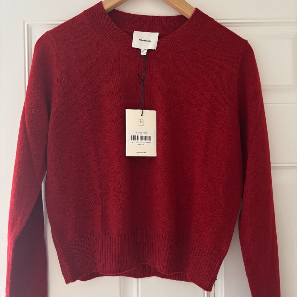 Reformation Dana Cashmere Crew Sweater Red - Size S